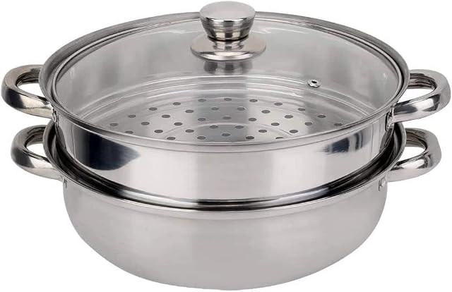 Steamer,Stainless Steel Cookware 2-Layer Steamer Pot Cooker Double Boiler Soup Steaming Pot (Lightweight steamer 27cm)