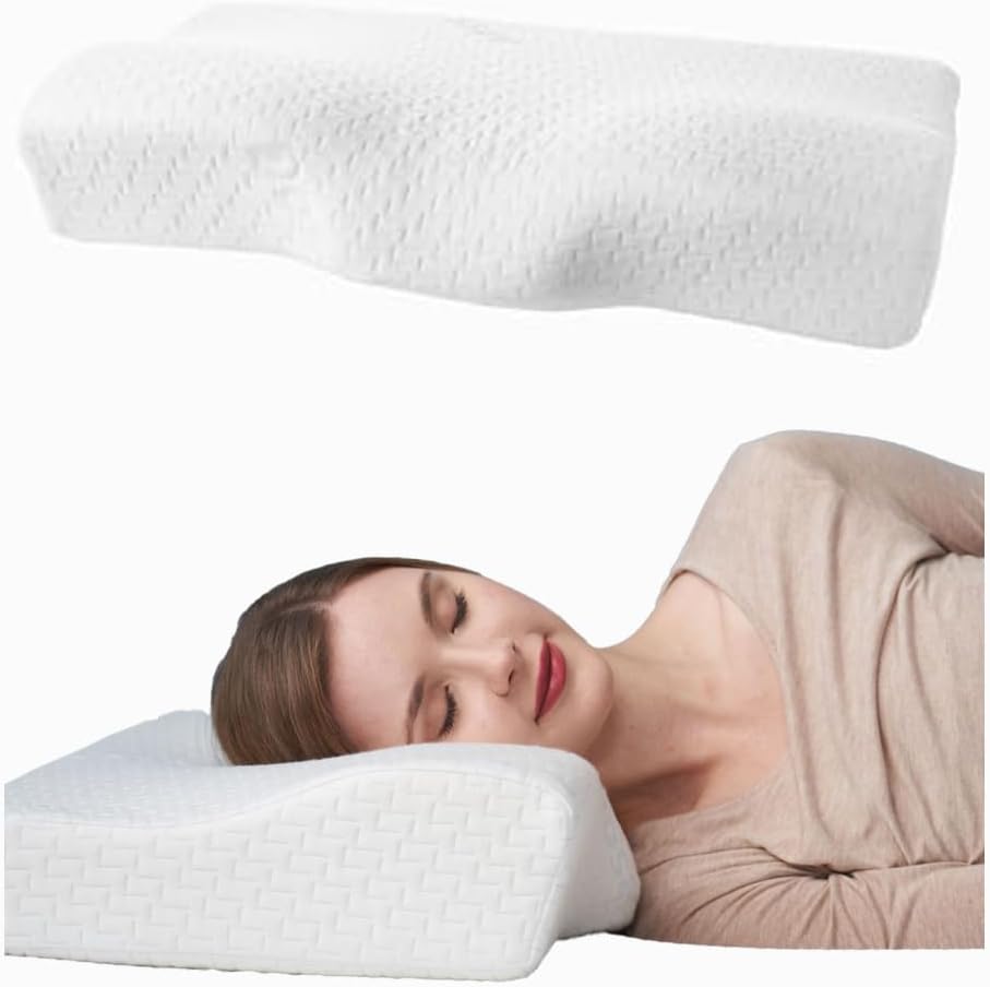 Dosaze Contoured Orthopedic Pillow, Queen Size Bed Pillow for Neck Pain Relief