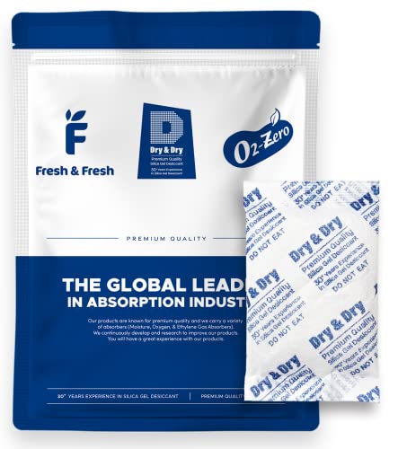 Image of Dry & Dry 30 Gram [100 Packets] Silica Gel Packets Desiccants, Silica Packets - Rechargeable Moisture Absorbers for Food Storage, Electronics, 3D Filament & Safes