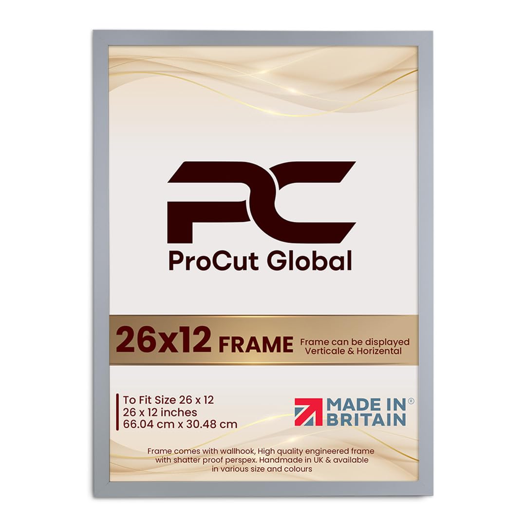 Procut Global 26X12 Light Grey Picture Frames - Modern Wooden Photo Frame with Shatterproof Perspex for Wall or Tabletop - Perfect for Posters, Certificates, Prints - Sizes & Colors Available โ image 1