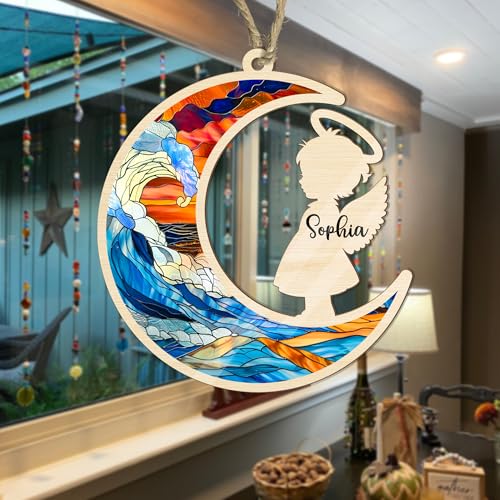 Personalized Wooden Memorial Suncatcher Ornament for Honoring Loved Ones - Sympathy Gifts for Loss of Baby, Mom, Dad, or Grandparent - Image 8