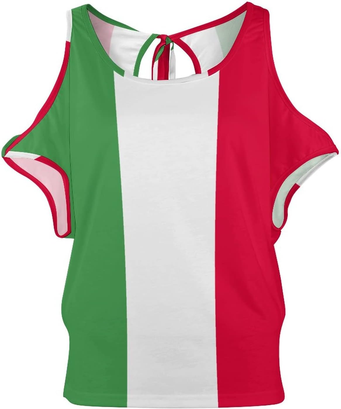 TAIZIYEAH Elegant Casual Italian Flag Off Shoulder T-Shirt for Women Girl's Summer Sun Beach M