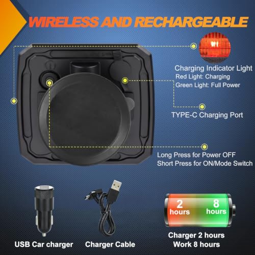 Image of Nilight Magnetic Strobe Lights 2PCS Red 12 LED Rechargeable Warning