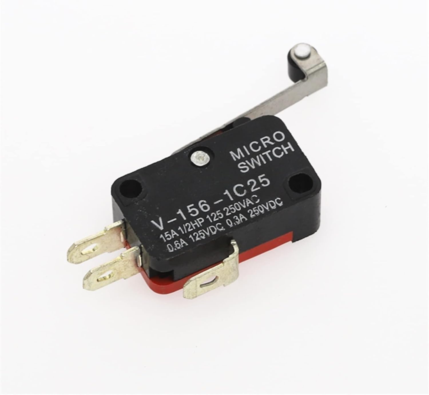 100 piezas interruptor brazo de palanca de rodillo SPDT NO/NC microinterruptor momentáneo V-156-1C25