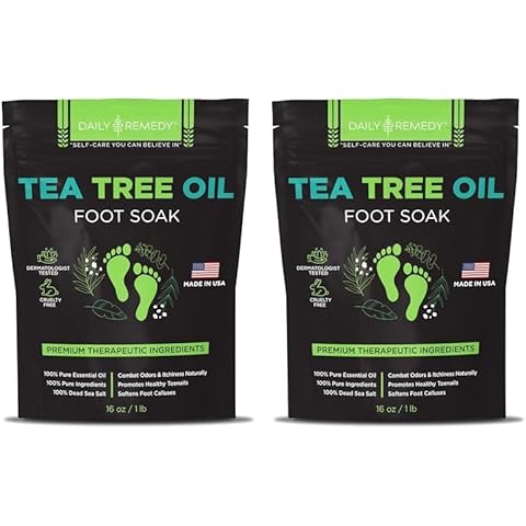 Tea Tree Oil Foot Soak with Epsom Salt - Made in USA - for Toenail Athletes Foot, Stubborn Foot Odor Scent, Softens Calluses & Soothes Sore Tired Feet - 16 Ounces (Pack of 2) Cover