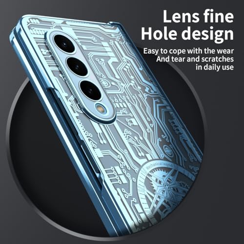 Coque Galaxy Z Fold 3 bleu avec charnière et protection d'objectif en polycarbonate - 4