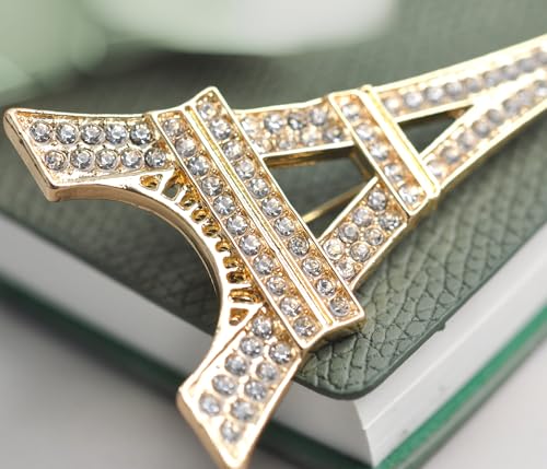 Image of Gyn&Joy Clear Crystal Rhinestones Eiffel Tower Fashion Brooch Pin