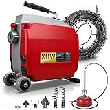 1250W Elektrische Rohrreinigungsmaschine für Ø20-200mm, Rohrreinigungsgerät Rohrreinigungsspirale [Spiralen Ø10mm 3M, Ø22mm 17.5M, 550U/m] Rohrleitungen Abflussspirale Rohrreiniger Reinigung