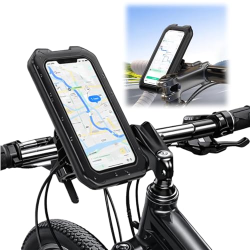 YcsRnn Bike Phone Holder Waterproof Phone Holder for Bike with Fully Enclosed Protection Adjustable Mount for Outdoor Cycling and Scooter Navigation Universal Fit for Smartphones