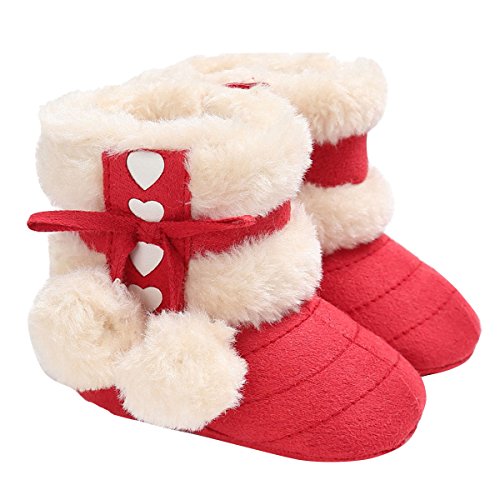 ZUMUii Butterme Baby Caliente Botas De Algodón Suave Antideslizante Soles Lindo Zapatos De Niño para 0-18 Meses Bebé(13CM,Rojo)