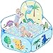 GOLDGE Piscina de Bolas para Niños con aro de Baloncesto, Piscina de Bolas Plegable diámetro 117CM con 50 Bolas de Colores, Piscina de Bolas Plegable de 6 Lados, Piscina Bolas para Parque Infantil