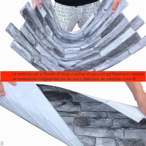 EURODECO | Panneaux muraux Décoratifs 3D 4 m² aspect pierre, 10 pièces, panneaux muraux, revêtement mural, panneaux de plafond, revêtement PVC, carrelage imitation tatouage mural – vue 7
