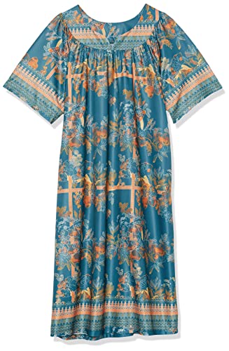 Image of AmeriMark Casual Women's Patio Muumuu House Dress Loose Comfortable Short Sleeve Sun Dress Lounger Gown Sleepwear for Ladies