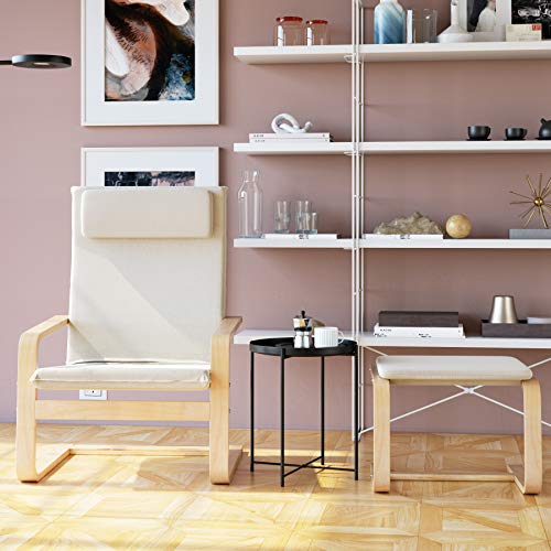 Recliner Chair with Footrest Solid Wood Rocking Chair Relaxing Lounge Chair Living Room Armchair with Removable Cushion Seat - Image 7