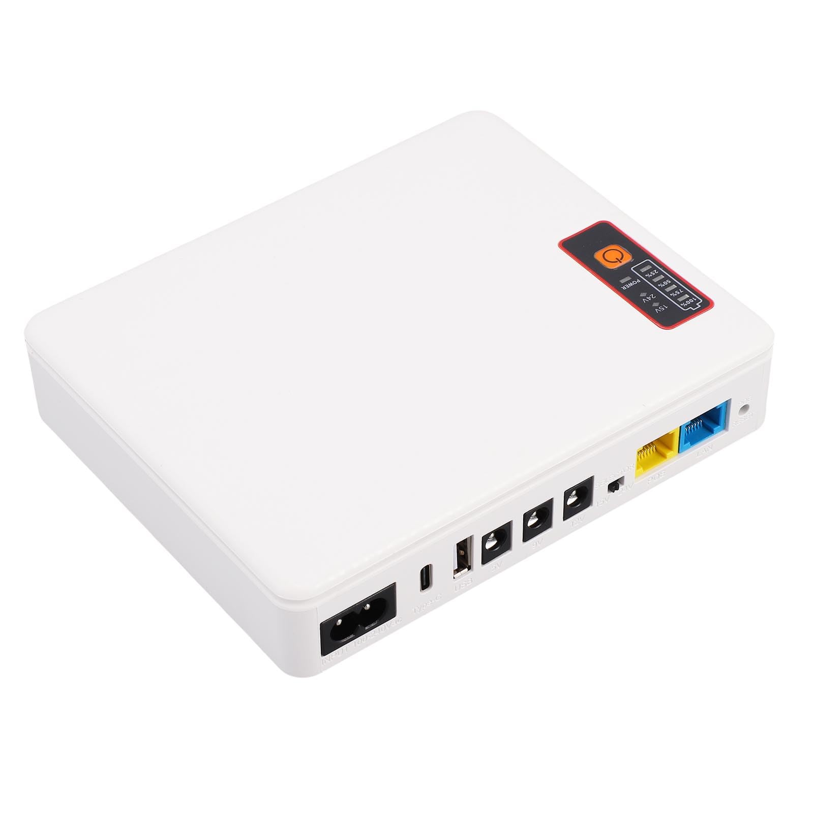 Mini UPS DC Batería de Respaldo Fuente de Alimentación Ininterrumpida 20800mAh ABS 18W para Enrutador Módem Cámara con USB Tipo C PoE Enchufe de la UE para Red de Oficina en Casa (Estándar