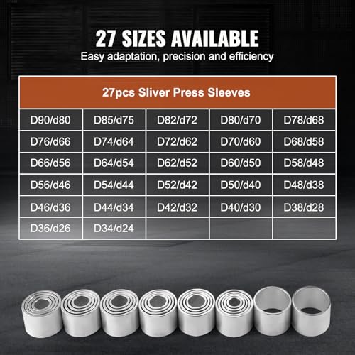 Image of VEVOR Pull and Press Sleeve Kit 36 PCS - Steel Bush Bearing Removal and Installation Set - Bush Removal Insertion Sleeve Tools with Carrying Case - Multi-Vehicle Compatibility for LCV and HGV Engines