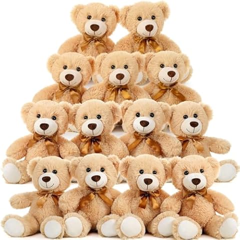 MaoGoLan 13Pcs Bulk Teddy Bears Stuffed Animals Baby Shower, Soft Small Stuffed Teddy Bears in Bulk, 13.5" Cuddly Mini Teddy Bears Centerpiece Baby Shower,Wedding,Party,Engagement Cover