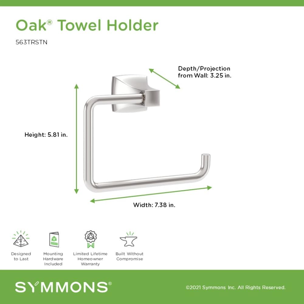 Oak Wall Mounted Towel Ring in Satin Nickel - 563TRSTN