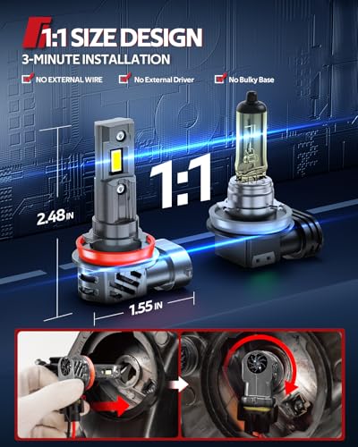 Image of Torchbeam T2S H11 H8 H9 Bulbs for Car 60000 Lumens, High Performance Halogen Replacement for High Beam, Low Beam & Fog Lights, 2 Pack