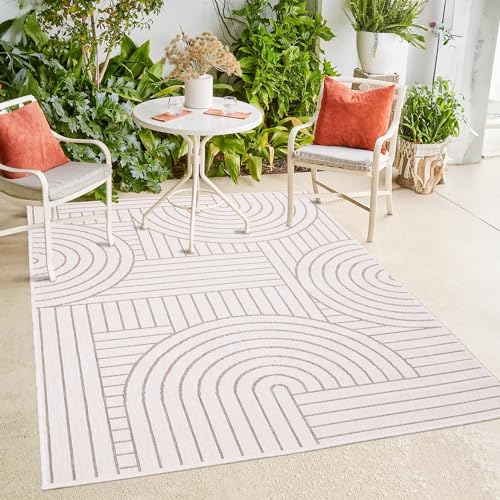 payé In- & Outdoor-Teppich - Beige Creme - 200x290cm - Wendeteppich - Geometrisch - Wetterbeständig für Balkon Terrasse - Indoor Teppiche Wohnzimmer Küche payé In- & Outdoor-Teppich - Beige Creme - 200x290cm - Wendeteppich - Geometrisch - Wetterbeständig für Balkon Terrasse - Indoor Teppiche Wohnzimmer Küche