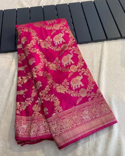 Image of Women's Maheshvari Original Pure Kanchi Pattu Kanjivaram Kanchipuram Art Dola Silk Saree Soft Banarasi Style Sari With Blouse Piece For Wedding