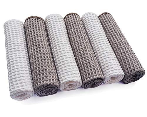 HRainbow Lot de 6 Chiffon de Nettoyage en Microfibre Multifunction pour la Salle de Bain Maison Cuisine Bureau Voiture Moto, 3 Gris+3 Blanc,30 x30 cm Cover