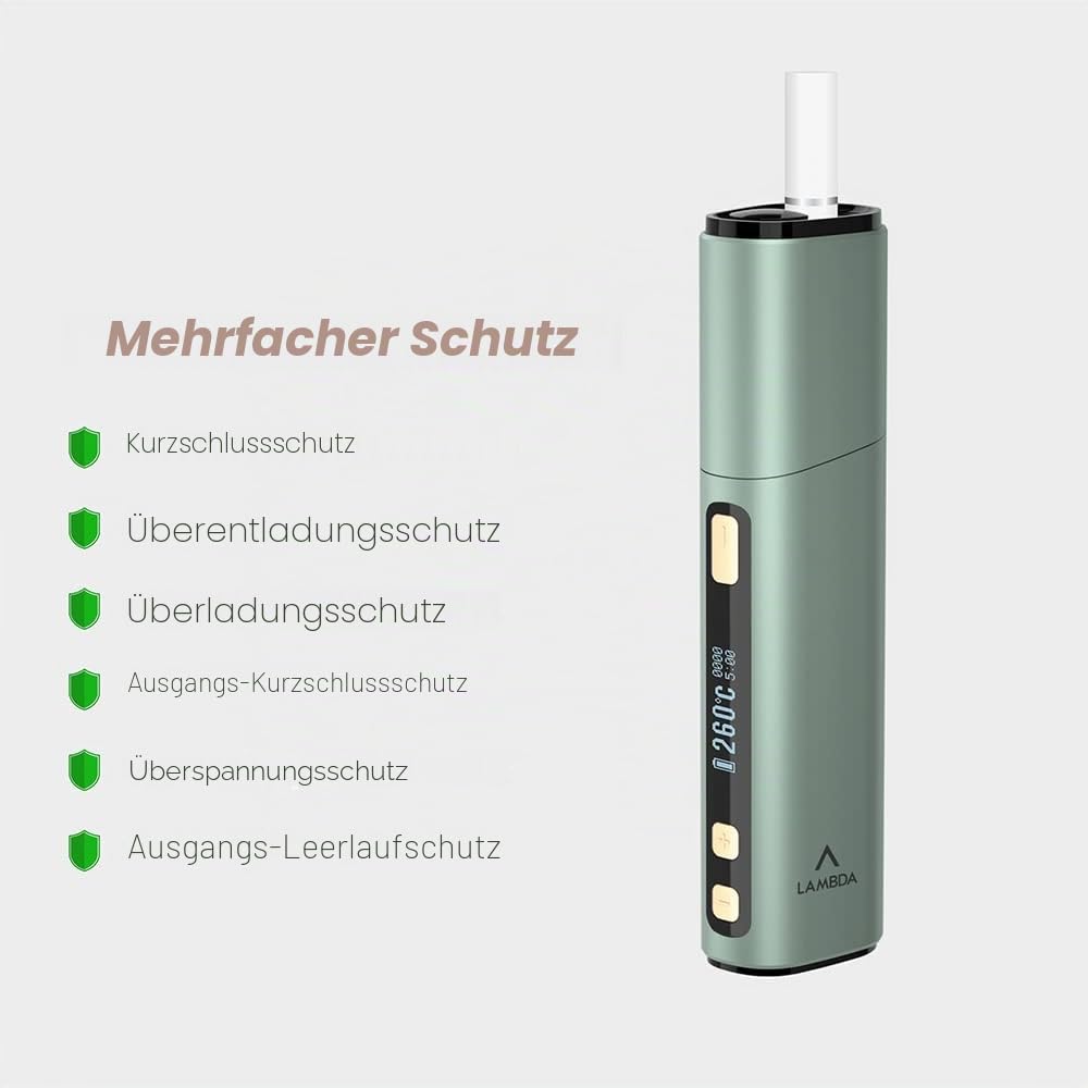 LAMBDA Dual Heat Not Burn Device 3200 mAh OLED Display Einstellbare Temperatur Heizung Grün