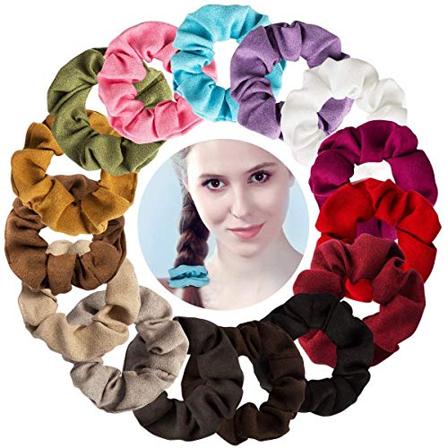 VELSCRUN 15 Pieces Suede Hair Scrunchies Elastics Scrunchy Bobbles Soft Hair Bands Hair Ties, 15 Colors