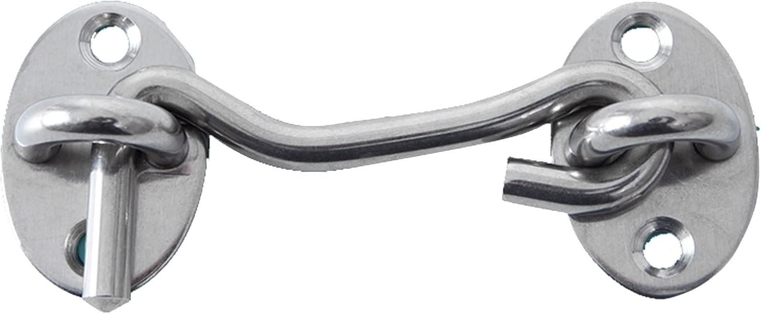 HEAGER Door Bolt,Door Lock,Door Latch, Door Window Cabinet Gate Latch Lock Catch Eye Cabin Hook 2pcs Window Chain Stainless Steel Different (Size:10Inch,Color:Black) (Color : Silver, Size : 10Inch)