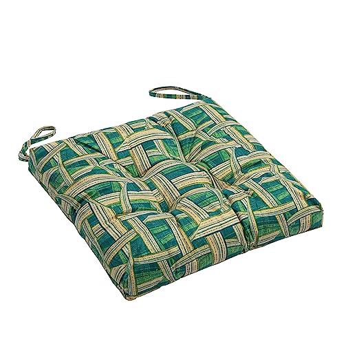 Makimoo 2-Pack Outdoor/Indoor Wicker Patio Seat Cushion Pad with Ties - Dining Chair Cushion, 42 x 42 cm (Green Plaid) - Image 3