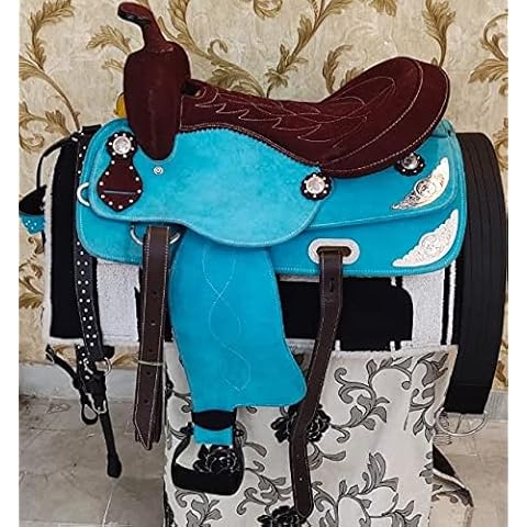 Deen, Enterprises Synthetic Western Barrel Racing Trail Equestrian Horse Saddle Tack Get Headstall Breast Collar & Reins Size 14 to 18-MOH-02 (14) Cover