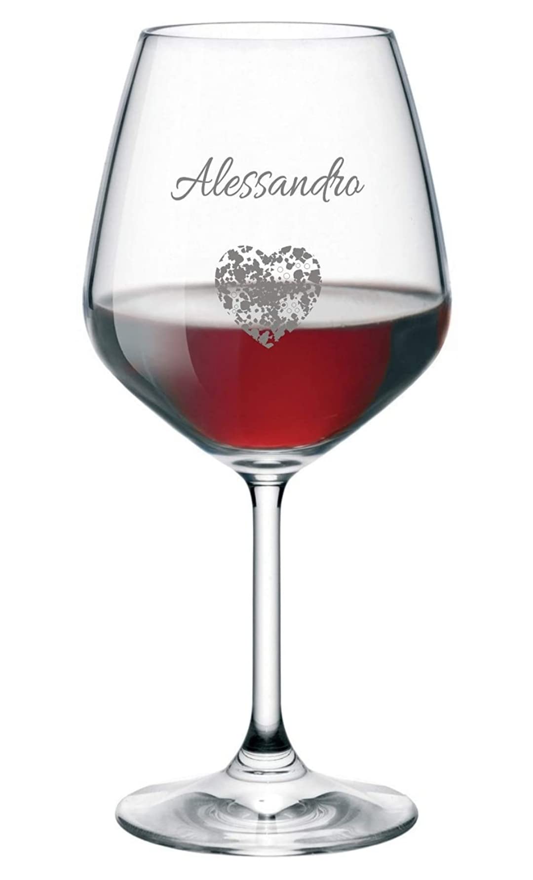 Bicchiere da vino personalizzato, calice da vino rosso inciso al laser, 530 ml, set da vino personalizzato con nome, iniziali e data, migliore idea regalo – Quantità (2)