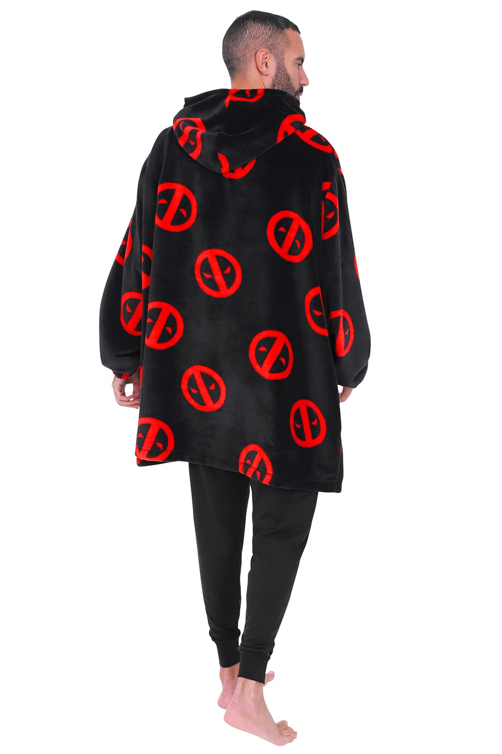 Marvel Deadpool - Sudadera con capucha para hombre, forro polar de gran tamaño, color negro, Negro, Talla única