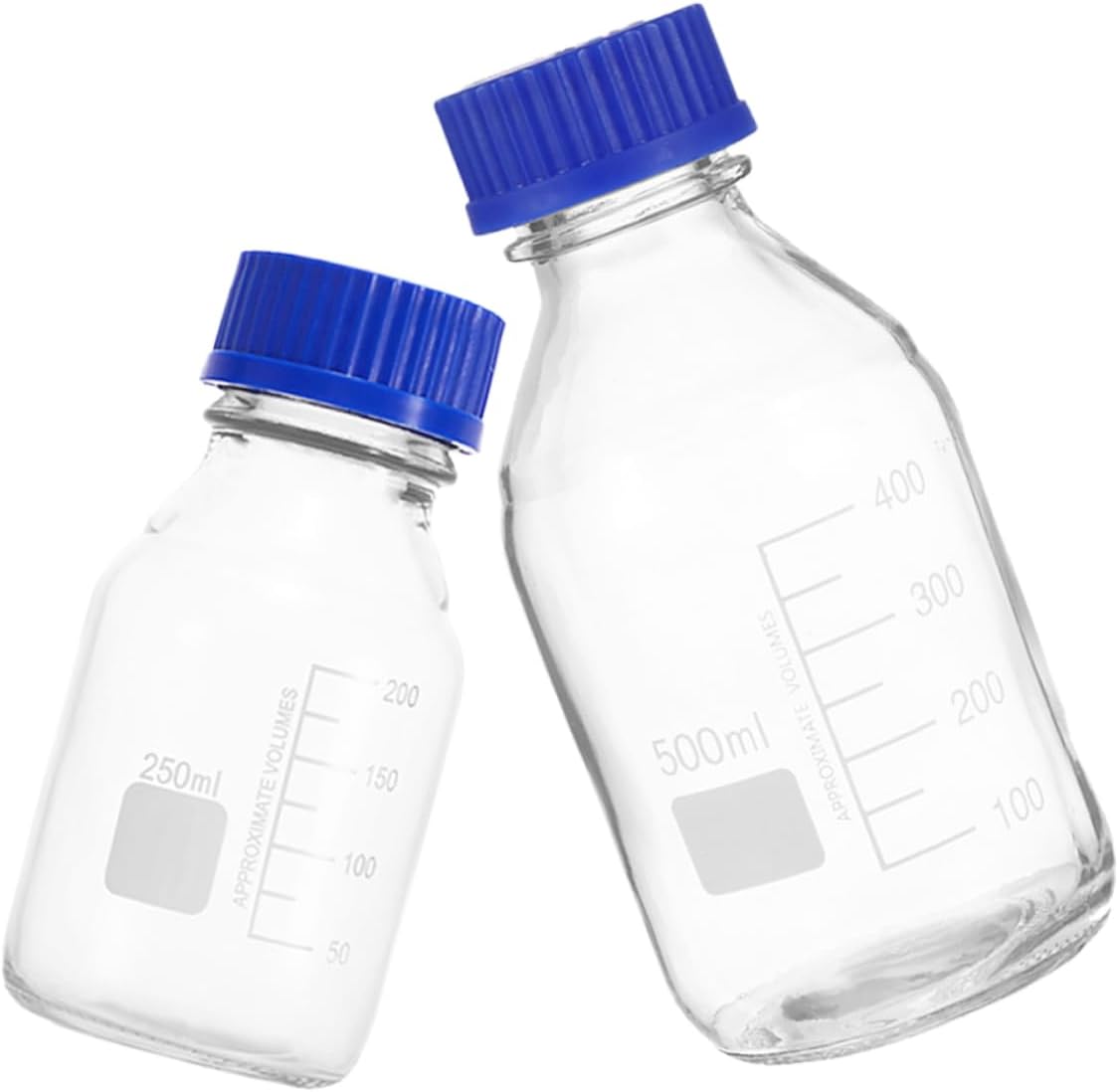 2pcs Wide Mouth Graduated Reagent Bottles with Sealed Caps for Liquid Sampling and Laboratory Storage Containers with Accurate Gradations