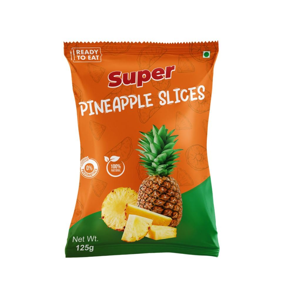 SUPER CORN Pineapple Slices 125g With Fruit Masala (Gluten, GMO, Cholestrol, Fat & Preservatives Free - 100% Natural Dry Fruit Snack) 125g x Pack of 06-image-30