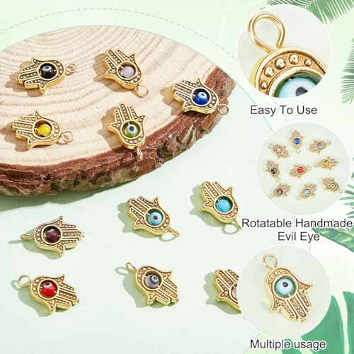 DICOSMETIC 60Pcs Hamsa Hand Pendants Alloy Evil Eye Beads Charms Golden Hand of Fatima Charms Antique Protection Jewelry Making Findings for DIY Necklace Bracelet Hole: 1.6mm - Image 4
