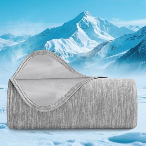 Uplayteck Bambusfaser Kühldecke 150 x 200 cm, 2 in 1 Doppelseitig Kühlende Decket mit Arc-Chill Q-Max0.36 Kühlfasern, Naturfaser Sofa Cooling Blanket für Kinder, Haustiere, Erwachsene