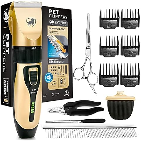 PetProved Dog Clippers Dog Grooming Kit Grooming Clippers Professional for Thick Hair Coats Pet Clippers Grooming Kit for Dogs Cordless Silent Dog Hair Clipper Trimmer Shaver Set Cover