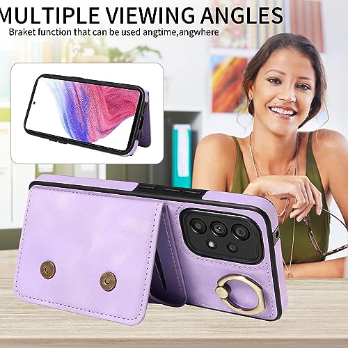 Coque arrière Galaxy A53 5G rotative 360° en cuir PU couleur violet