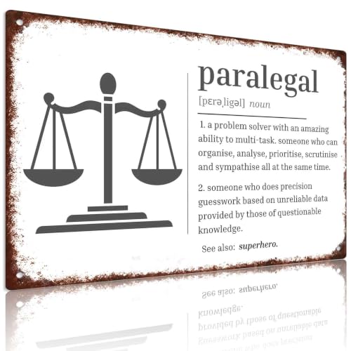 Paralegal Definition Vintage 8X12 Inch Aluminum Metal Sign, Wall Decor For Lawyers Legal Assistants Office Home Coffee Bar