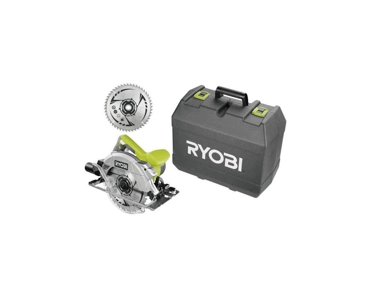 Ryobi RCS1600-K2B, Sega Circolare 1600W, Diametro Lama 190mm, Profondità di Taglio Regolabile, 5000 giri/min, Dotato di Laser Guida, Pulsante di Sblocco e Guida Parallela, Compatta e Leggera