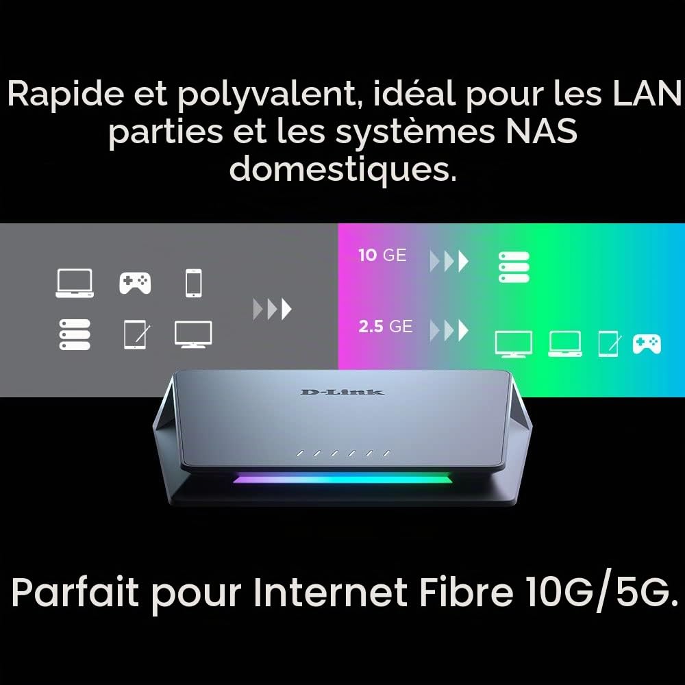 D-Link DMS-106XT commutateur réseau Non-géré 2.5G Ethernet (100/1000/2500) Noir