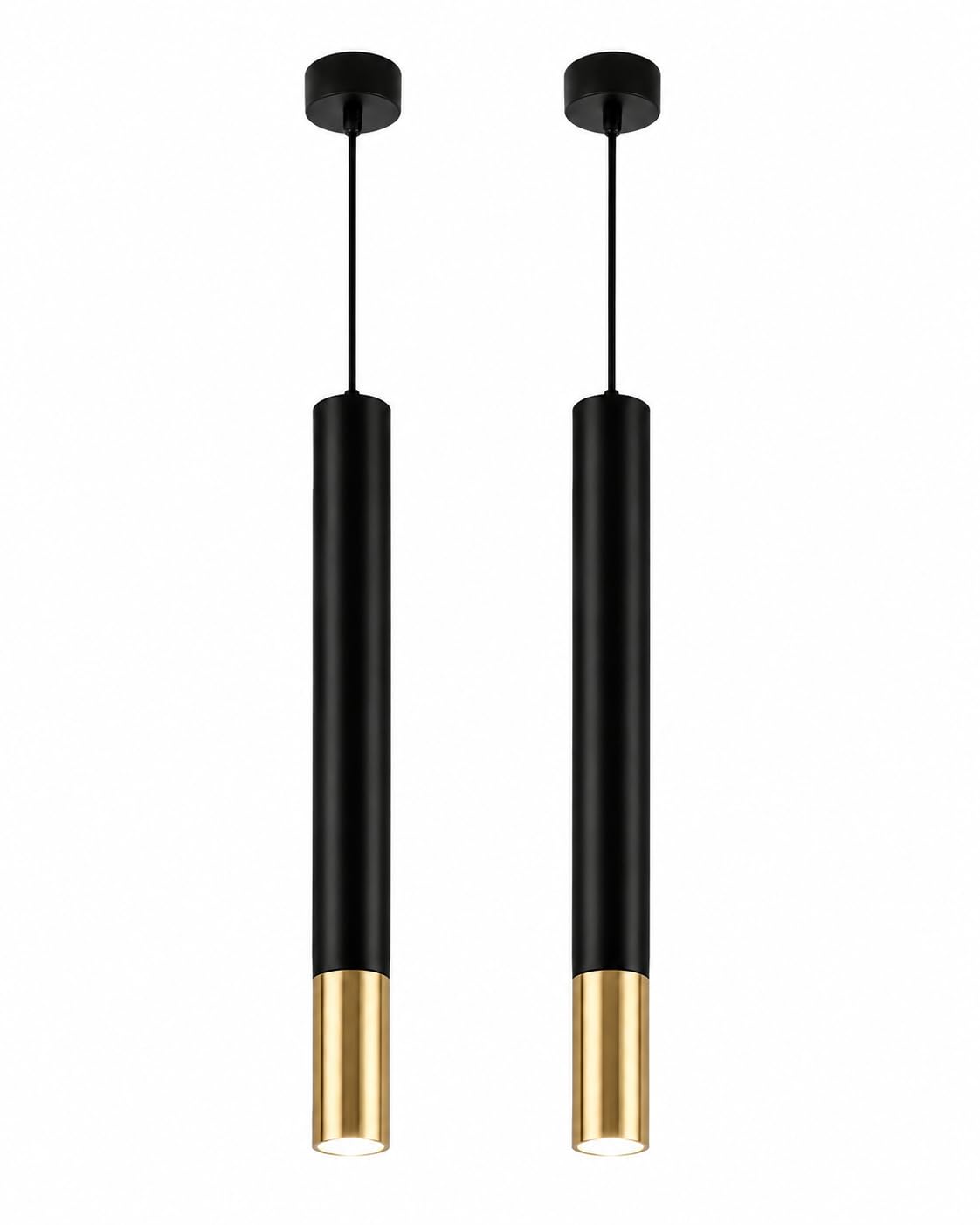 Lámpara colgante for isla de cocina, 2 paquetes lámpara techo cilíndrica 19,69 pulgadas, noche for dormitorio con iluminación 5W 4000K, barra tubo largo, cable UL, luz empotrable ajustable