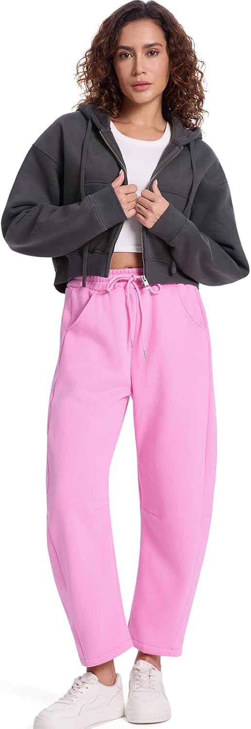 HOTIAN Womens Fleece Lined Sweatpants Barrel Leg Thermal Winter Warm Baggy Joggers Casual Athletic Pants with Pockets - Image 5