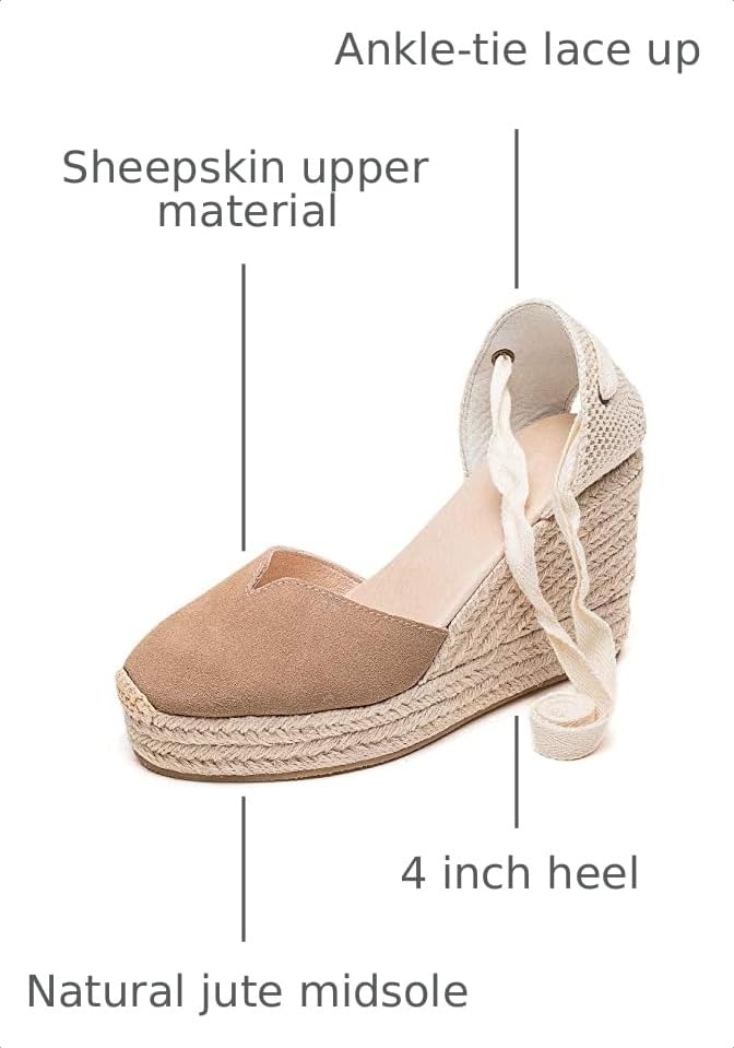 Image of Womens Espadrille Wedge Sandals Closed Toe Platform Lace Up Ankle Strap Slingback Summer Dress Shoes