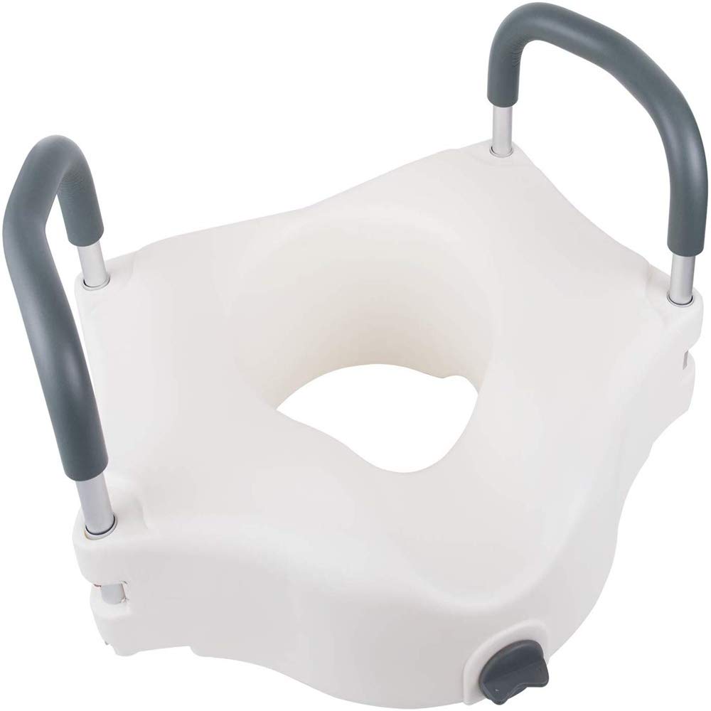YXZLY Raised Toilet Seat Riser with Lock and Armrests,4.5in