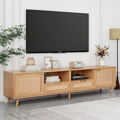 YAUKOMEL Rattan TV Stand for TVs up to 65'',Boho Entertainment Center with YAUKOMEL Rattan TV Stand for TVs up to 65'',Boho Entertainment Center with