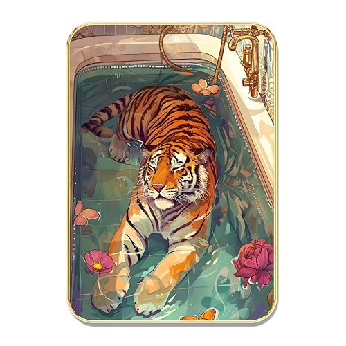 Image of Livin'luxe Majestic Tiger in Bathtub Wall Art - Gold Framed Quirky Jungle Animal Poster - Vibrant Wildlife Artwork for Home, Bathroom & Office Decor (13 x 19 Inch) MG01-864