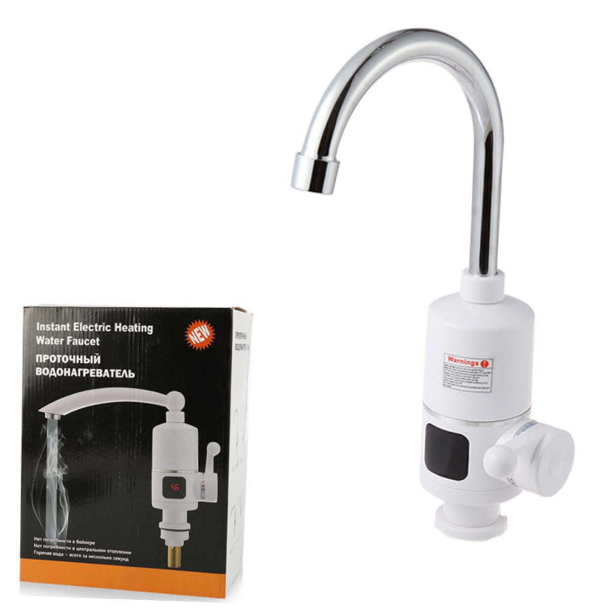 Chauffe-eau instantané de cuisine avec affichage numérique et mitigeur chaud froid rapide