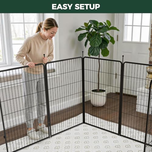 Image of FXW Rollick Dog Playpen with Stainless Steel Lick Mat, 45 inch H, 8 Panels